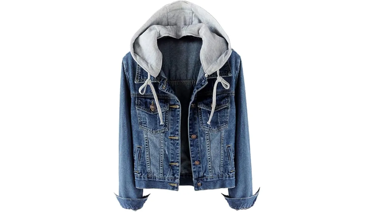 LifeShe Women’s Casual Detachable Hoodie Denim Jacket