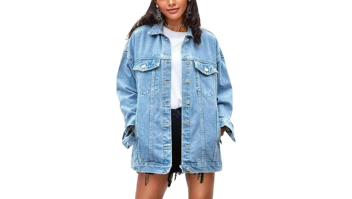 Omoone Women’s Oversized Mid Long Denim Jacket