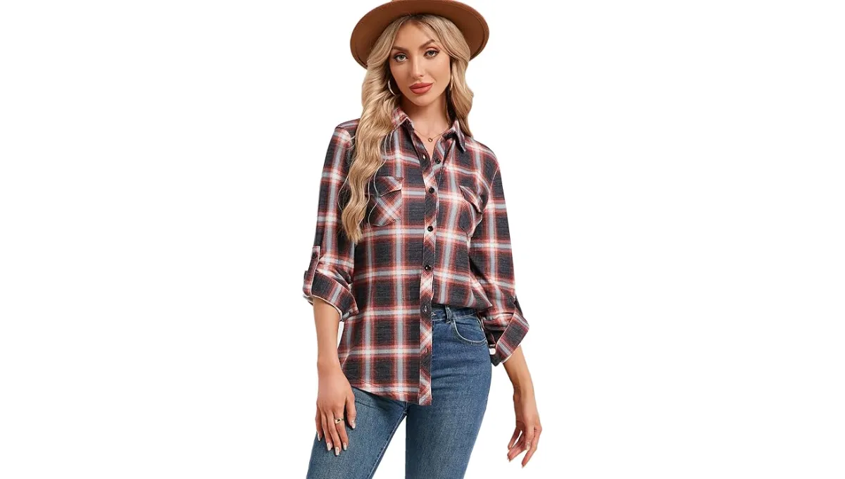 Oyamiki Women’s Plaid Flannel Shirt