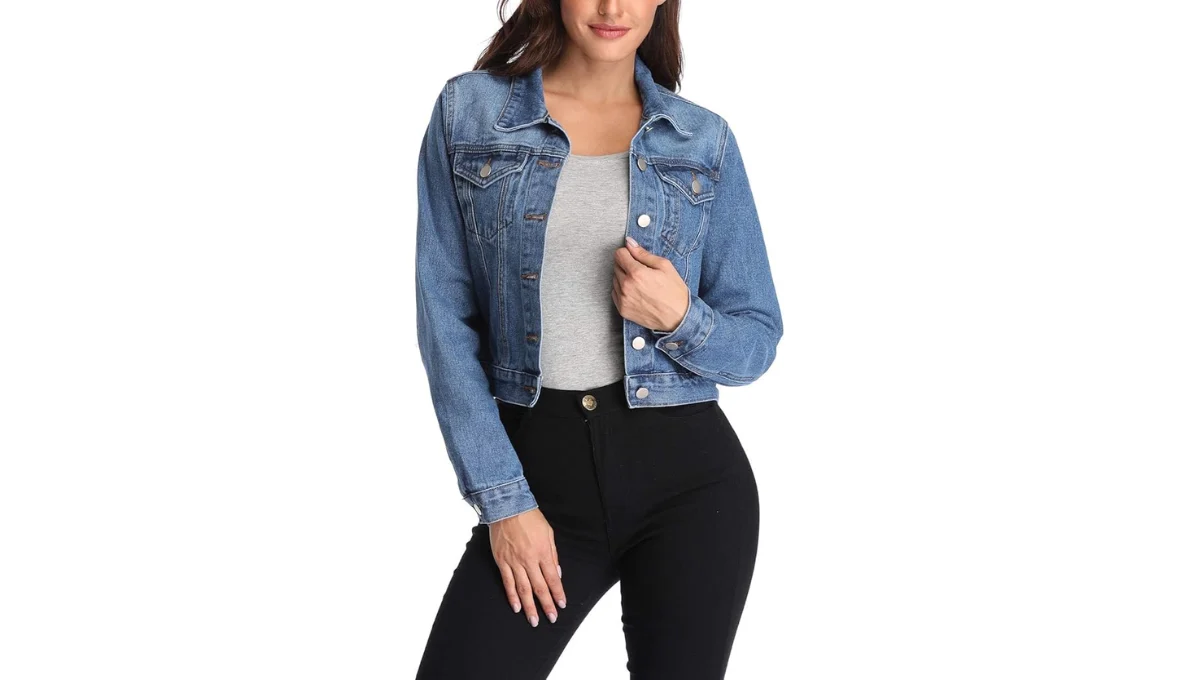andy & natalie Women’s Cropped Denim Jacket