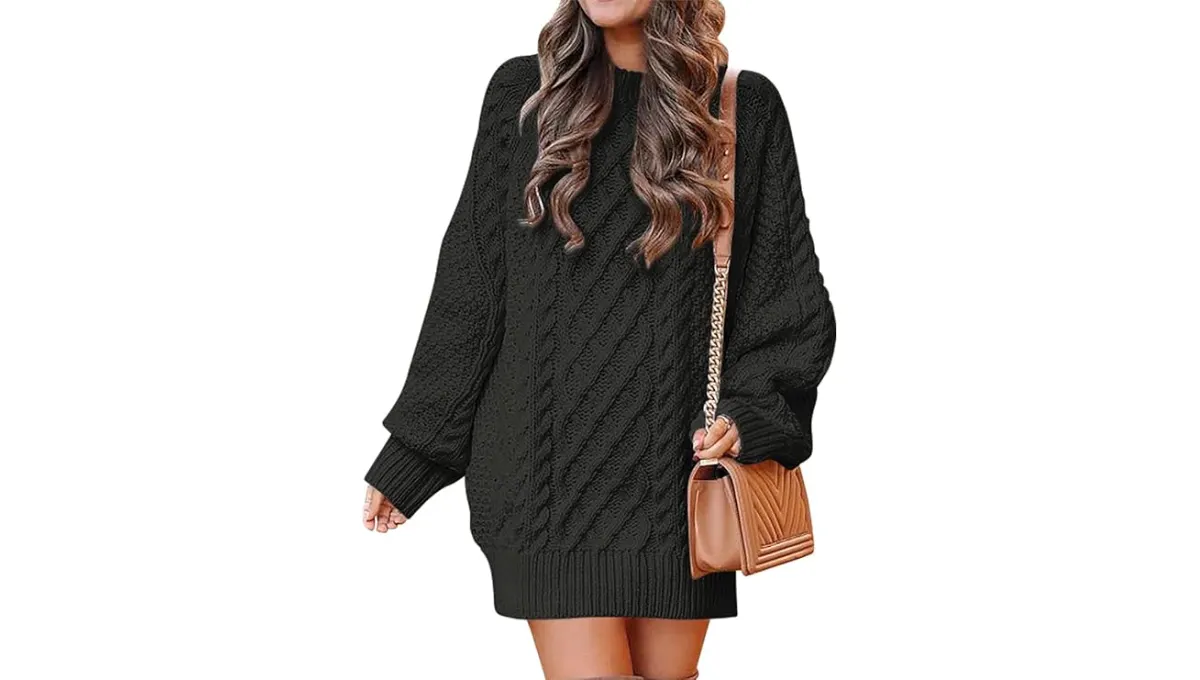 ANRABESS Women’s Oversized Cable Knit Sweater Dress