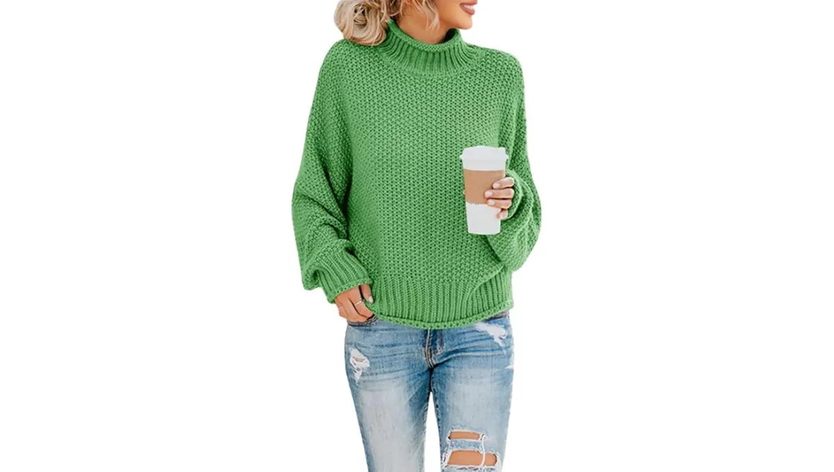 Saodimallsu Women’s Oversized Turtleneck Chunky Knit Sweater