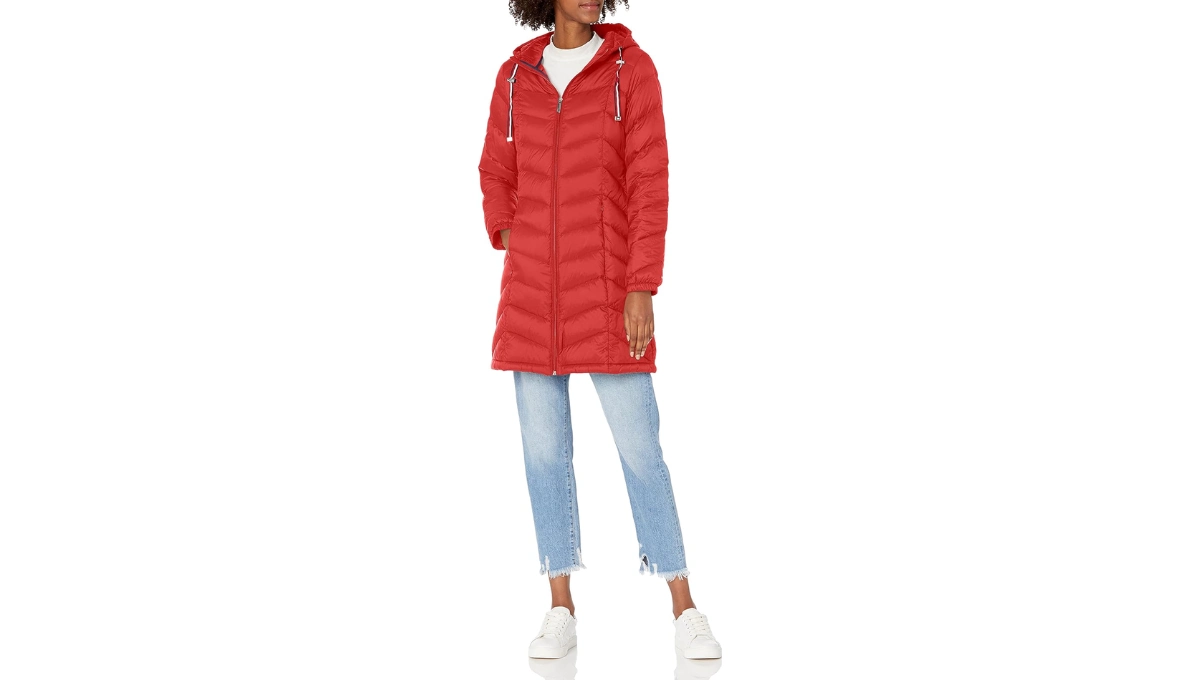 Tommy Hilfiger Women’s Hooded Puffer with Packing Bag