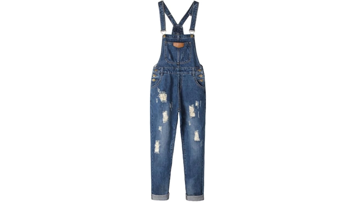 AvaCostume Women’s Ripped Denim Overalls