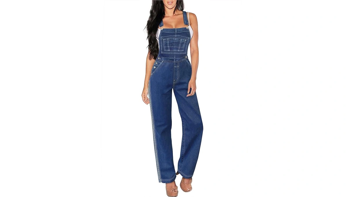 Hybrid & Company Women’s Stretch Denim Jumpsuit Overalls