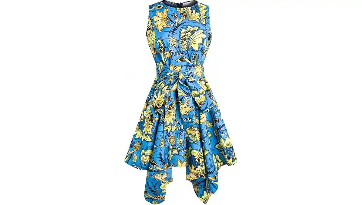 SHENBOLEN Women’s African Print Sleeveless Dress