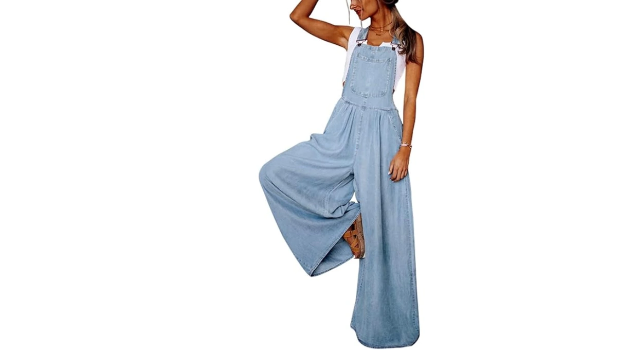 chouyatou Women’s Wide Leg Denim Overalls